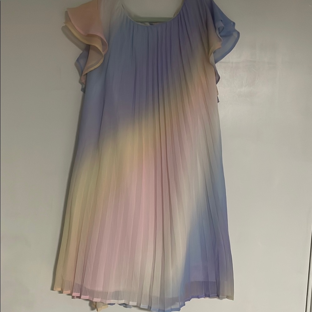 H&M Blue Pleated Sundress with Flutter Sleeves Girl’s Size 6X